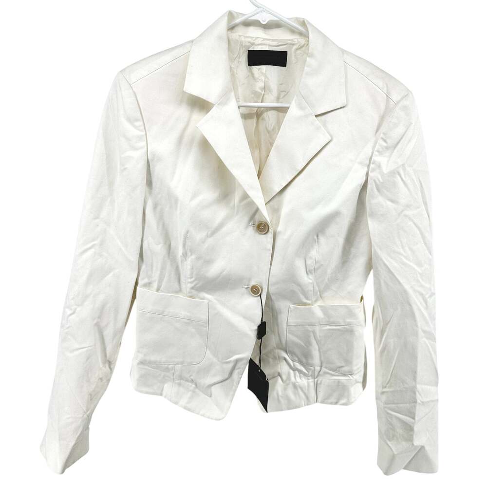 Narciso Rodriguez Suit Silk Skirt Set Two Button Blazer White 42/46 M/L NWT